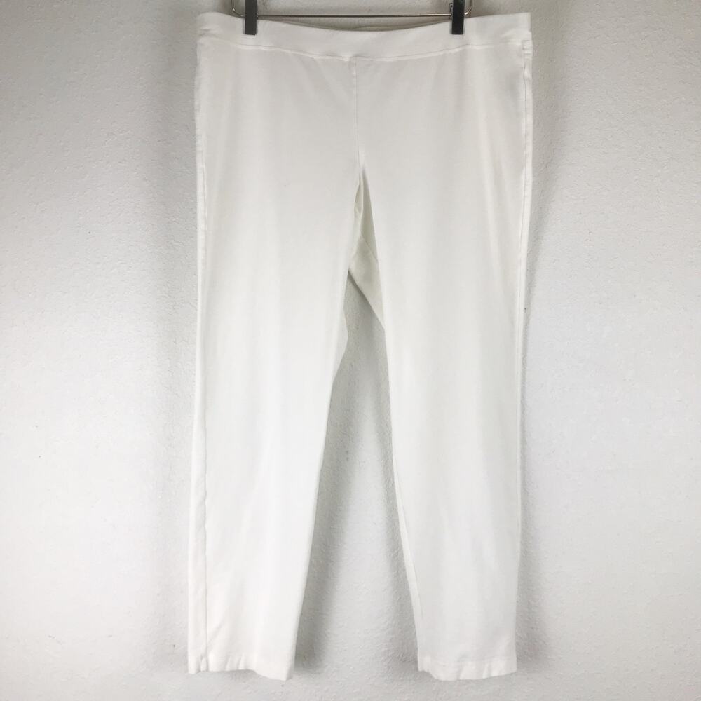 Eileen Fisher Washable Stretch Crepe Pants Pull-On White Lagenlook Plus Size 1X